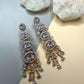 Luxury CZ Chandelier Earrings, Gold Plated Statement Dangle Earrings