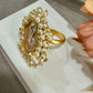 Baroque Pearl Statement Ring, Gold Plated Adjustable Cocktail Ring