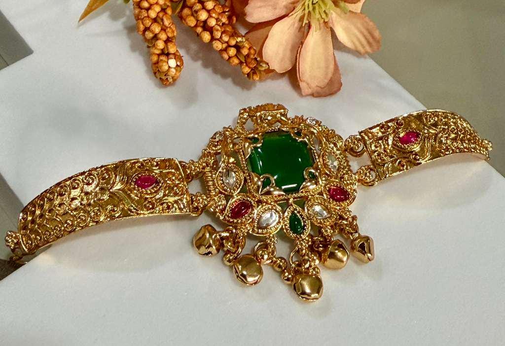 Traditional Gold Plated Choker Necklace, Statement Bridal Choker