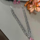 Silver Tone CZ Pendant Necklace Set, Pink Teardrop Bridal Jewelry Set