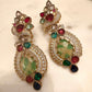 Statement Drop Earrings, Gold Plated Gemstone Earrings