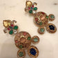 Gold Plated Multicolor Statement Earrings, Kundan Style Drop Earrings