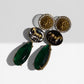 Emerald Green Drop Earrings, Horse Coin Statement Earrings, Gold Plated Dangle