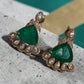 Emerald Green Stud Earrings, Gold Plated Pear Drop , Green Statement