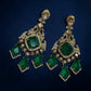 Emerald Green Statement Earrings, Gold Plated Chandelier Earrings