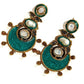Teal Statement Earrings, Gold Plated Enamel Drop Earrings, Baroque Pearl