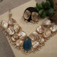 Gold Plated Baroque Pearl Necklace Set, Statement Bridal Jewelry Set,