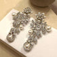 Silver Tone Pearl Drop Earrings, Cubic Zirconia Statement Earrings