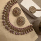 Gold Plated Pink Choker Necklace , Floral Bridal Jewelry Set with Tikka, Traditional Wedding Jewelry