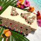 Gold Plated Multicolor Bridal Choker Set, Kundan Choker Necklace with Earrings & Maang Tikka