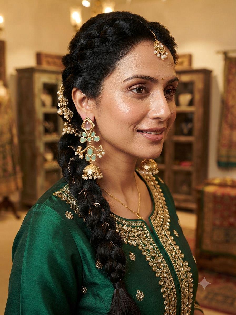 Gold Plated Mint Green Jhumka Earrings, Kundan Style Pearl Jhumki, Statement Drop Earrings