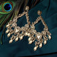 Gold Plated Kundan Style Pearl Chandbali Earrings, Statement Bridal Earrings