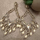 Gold Plated Kundan Style Pearl Chandbali Earrings, Statement Bridal Earrings