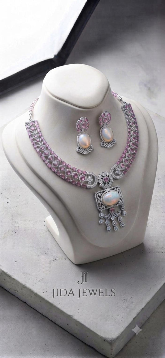 Luxury Statement Pendant Necklace Set with Earrings, Bridal Jewelry Set