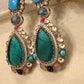 Gold Plated Turquoise Statement Earrings, Kundan Style Drop Earrings