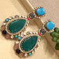 Gold Plated Turquoise Statement Earrings, Kundan Style Drop Earrings