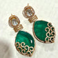 Sophisticated Emerald Drop Earrings with Premium Gold Plated Detail