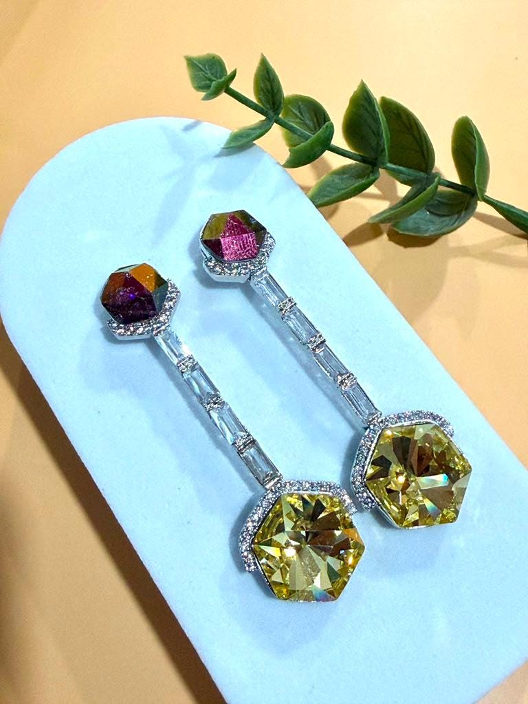 Designer Dangle Earrings with Geometric Contemporary Style