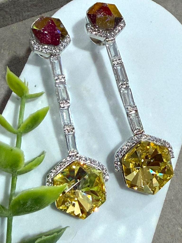 Designer Dangle Earrings with Geometric Contemporary Style