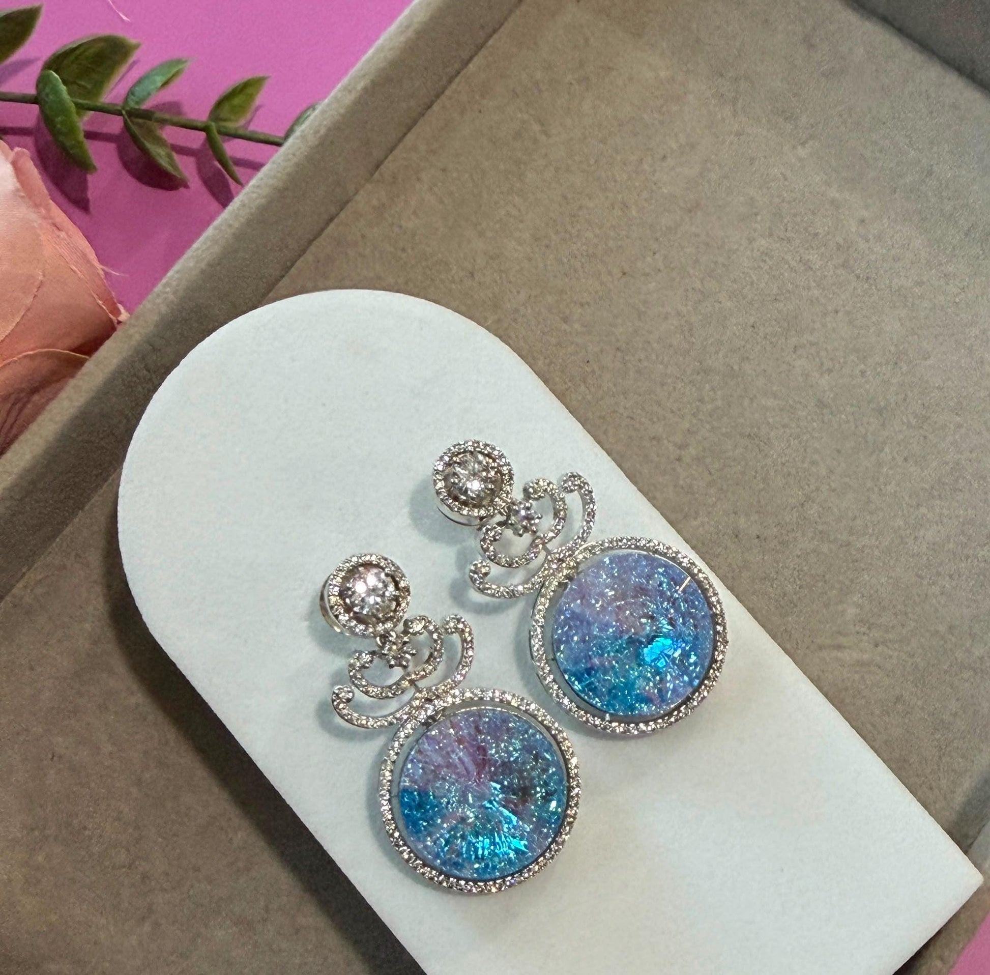 Timeless Round Dangle Earrings with Designer Rhodium Finish Swarovski