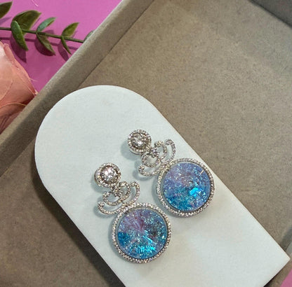 Timeless Round Dangle Earrings with Designer Rhodium Finish Swarovski