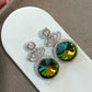 Timeless Round Dangle Earrings with Designer Rhodium Finish Swarovski