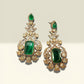 Gold Plated Emerald Green Statement Earrings, Kundan Style Bridal Earrings