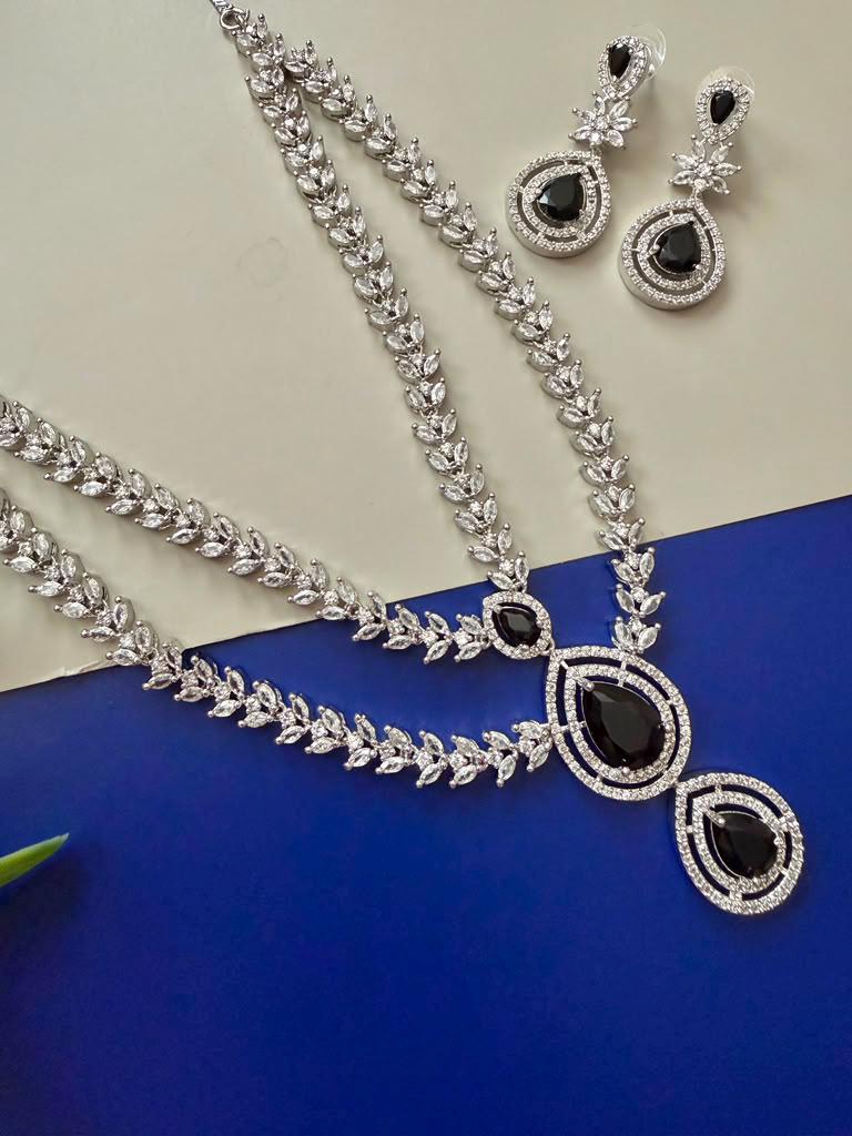 DeLeaf Necklace and Earrings Set for Wedding, Reception & Evening Wear