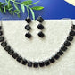 Square Cut Gem Necklace Set with Coordinated Statement Earrings black