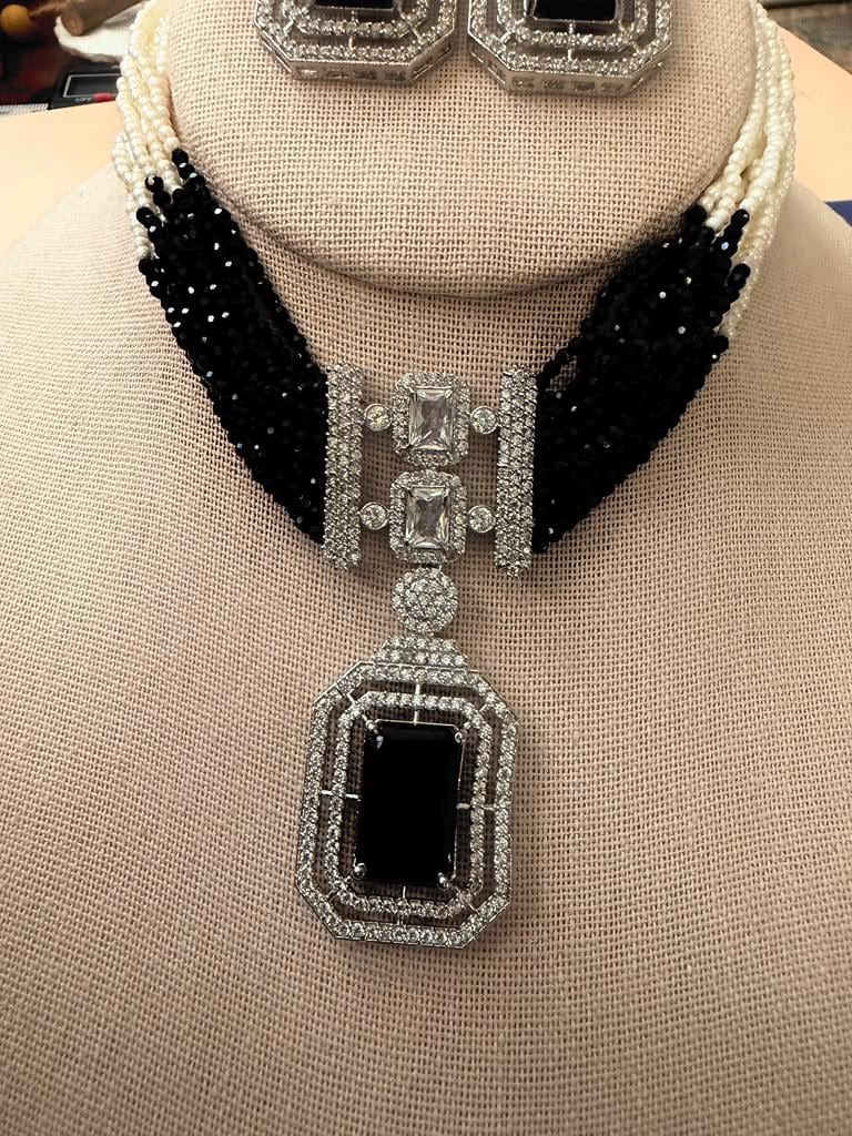 CZ stones Choker with Pendant, Drop Earrings, Wedding Jewelry, Luxury Gift for Women