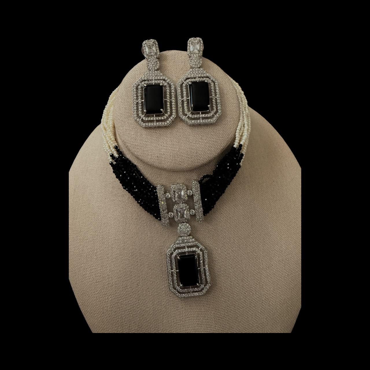 CZ stones Choker with Pendant, Drop Earrings, Wedding Jewelry, Luxury Gift for Women