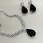Sparkling Highend CZ Pendant Necklace and Earrings Set for Weddings and Receptions purple stone