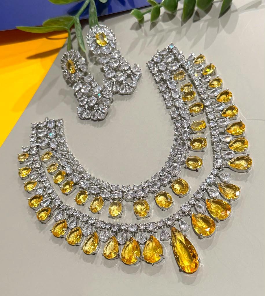 Cascading CZ Necklace Set with Elegant Teardrop Details