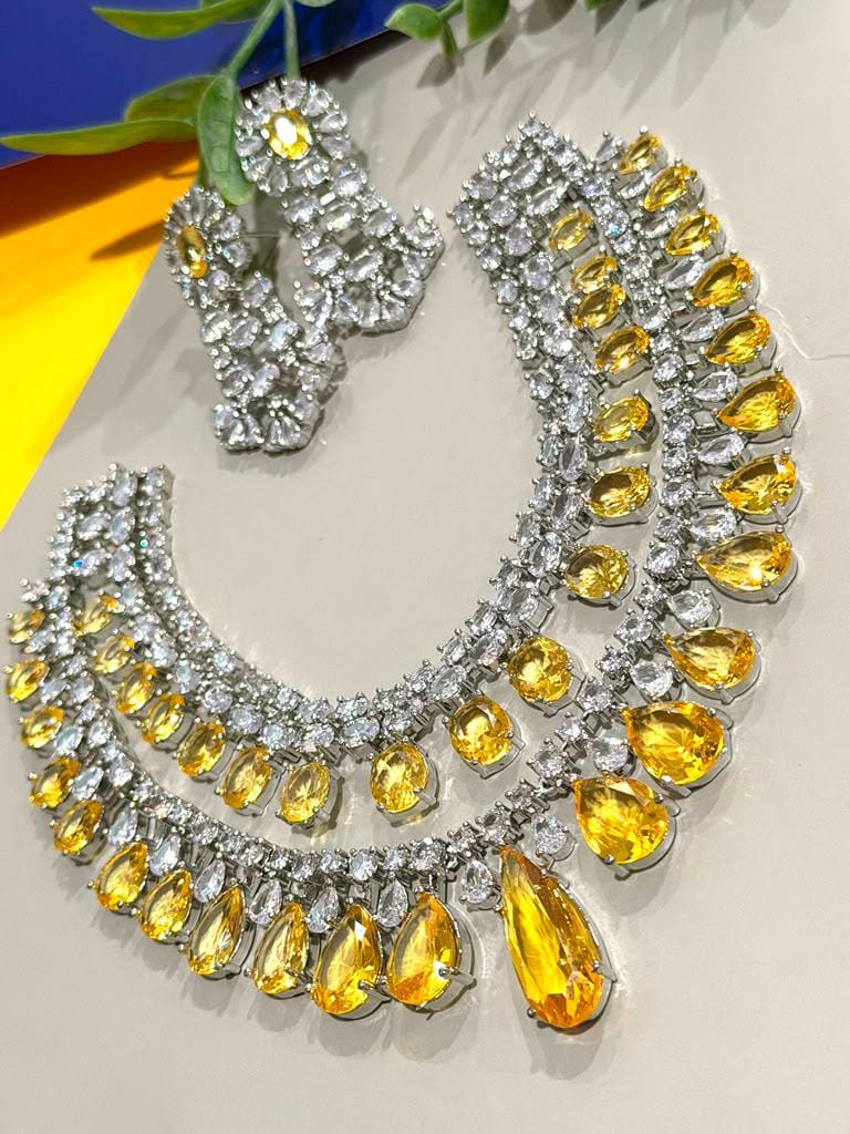 Cascading CZ Necklace Set with Elegant Teardrop Details
