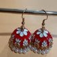 Handcrafted Jhumka Earrings, Floral Dome Earrings, Pearl Dangle