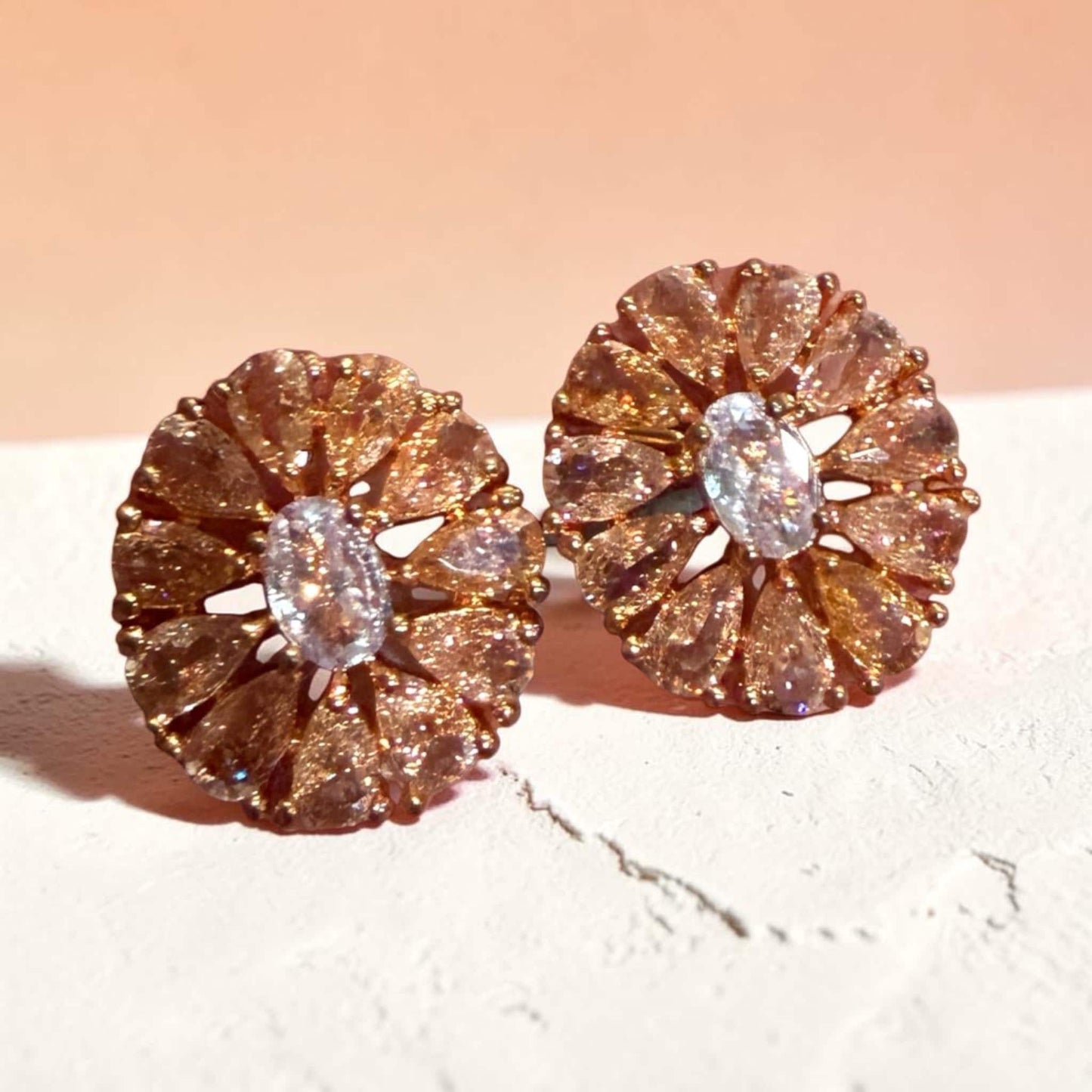 Artisan Floral Earrings with Cubic Zirconia Elegance