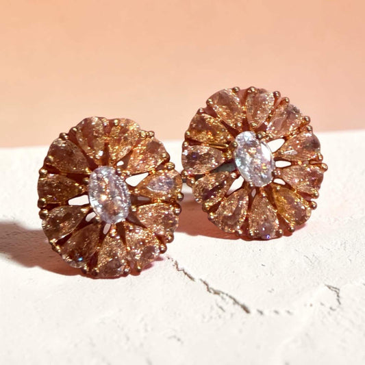 Artisan Floral Earrings with Cubic Zirconia Elegance