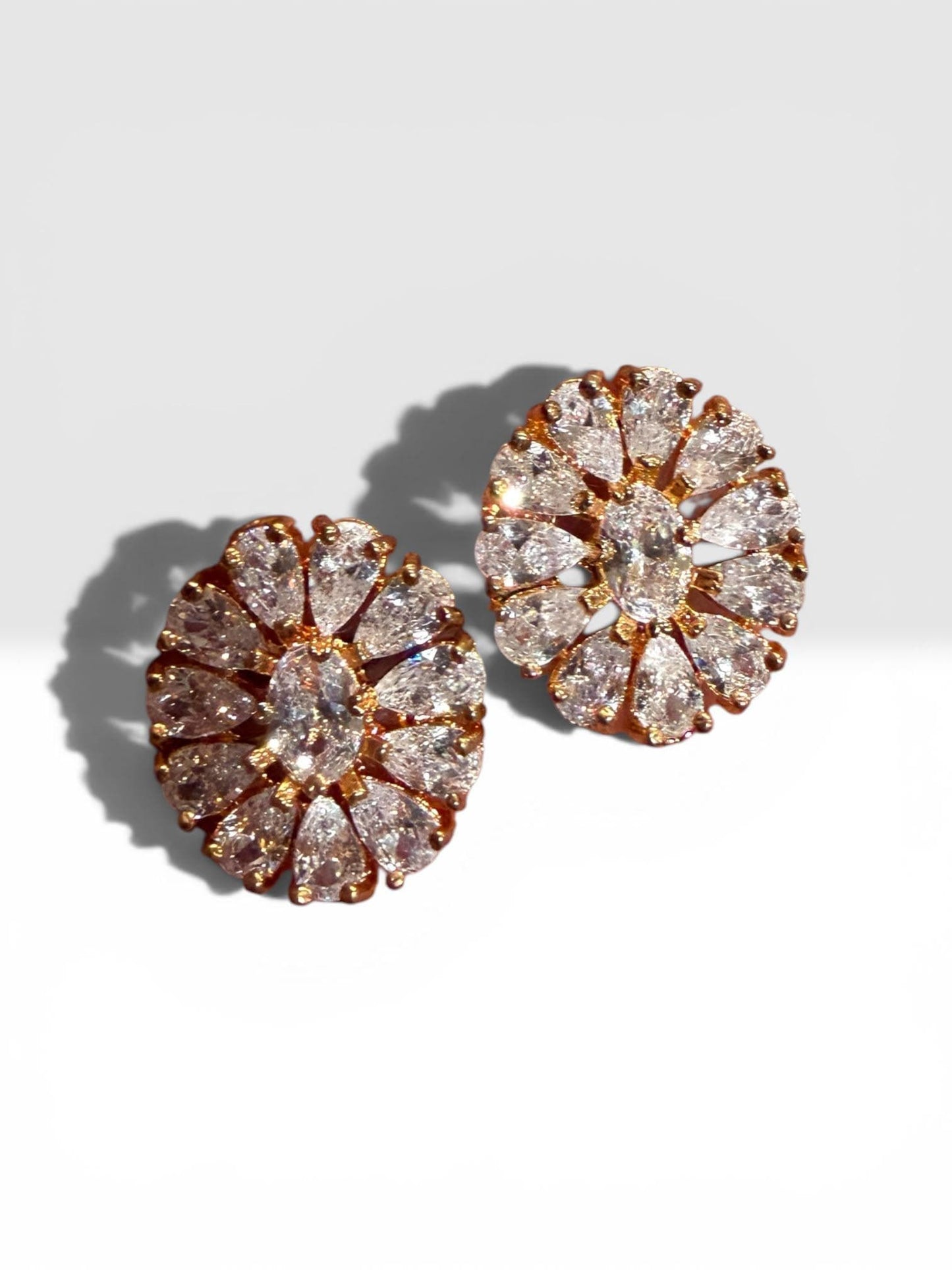 Artisan Floral Earrings with Cubic Zirconia Elegance