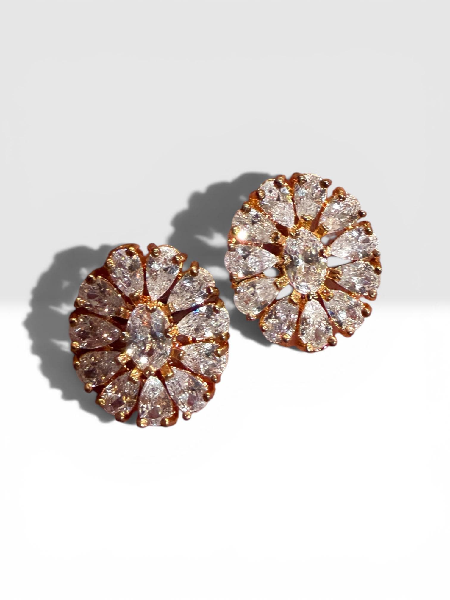 Artisan Floral Earrings with Cubic Zirconia Elegance