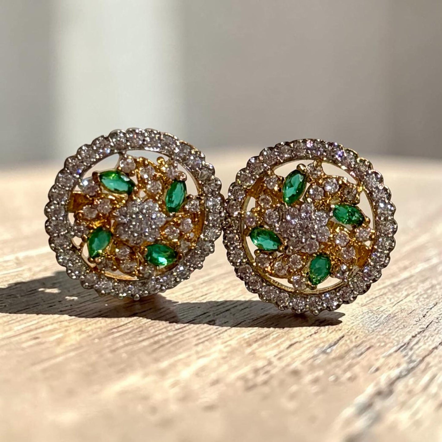 Elegant Zirconia Stud Earrings with Simulated Gemstones for Timeless Style