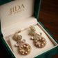 Gold Plated Pearl Drop Earrings, CZ Statement Earrings, Designer Bridal