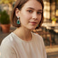 Gold Plated Emerald Green Teardrop Earrings, CZ Halo Drop Earrings