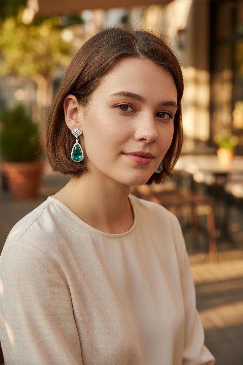 Gold Plated Emerald Green Teardrop Earrings, CZ Halo Drop Earrings