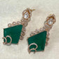 Gold Plated Emerald Green Statement Earrings, Geometric Drop Earrings