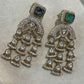 Gold Plated CZ Statement Chandelier Earrings, Designer Dangle Earrings
