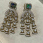 Gold Plated CZ Statement Chandelier Earrings, Designer Dangle Earrings