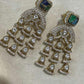 Gold Plated CZ Statement Chandelier Earrings, Designer Dangle Earrings