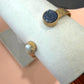 Gold Plated Gemstone Cuff Bracelet, Blue Stone Open Bangle, Minimalist Adjustable Bracelet