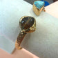 Gold Plated Natural Gemstone Cuff Bracelet, Adjustable Open Bangle
