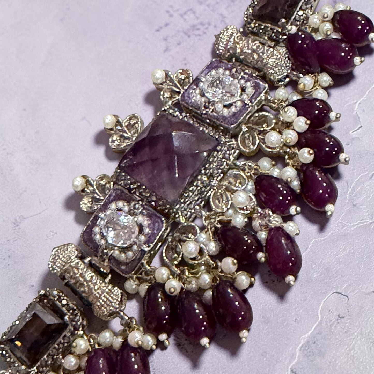 Elegant Handmade purple Vintage Jewelry Set Timeless Statement